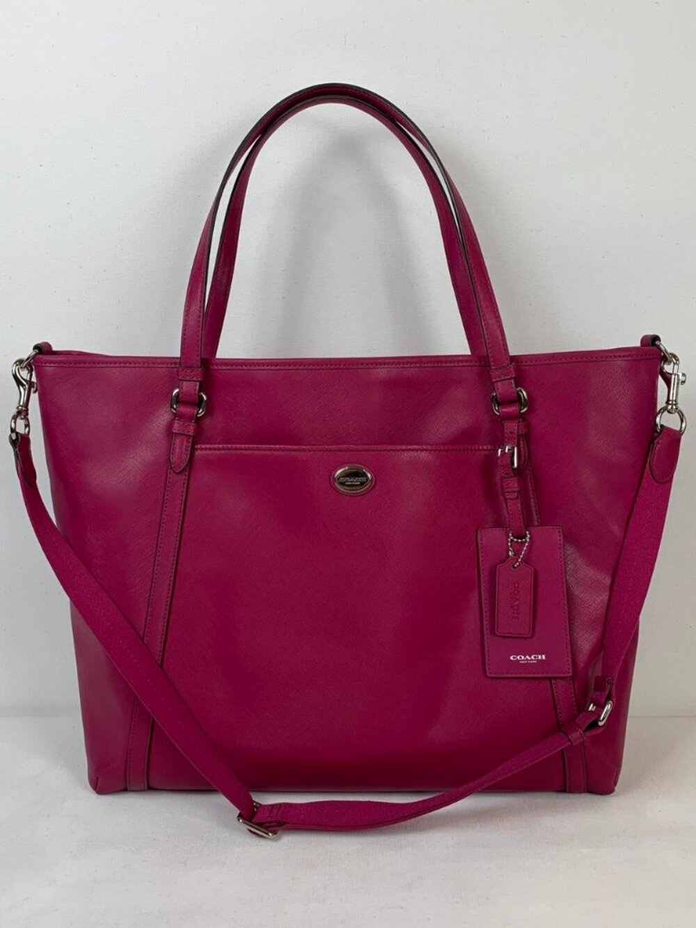 Coach Raspberry Pink Saffiano Leather Peyton Tote Bag - Stylish & Functional!